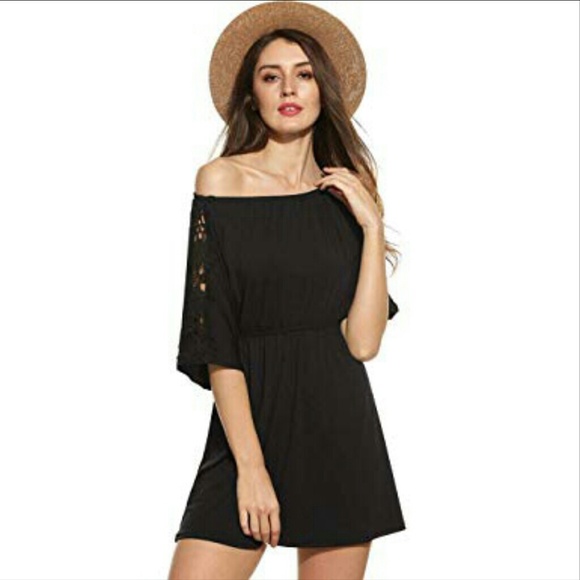GAP Dresses & Skirts - Gap Black Elastic Waist Off Shoulder Dress